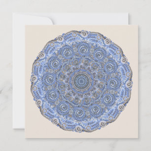 Blauw Mandala met de woorden van het het leven van Feestdagenkaart