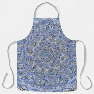 Blauw Mandala Met Strand Zeedieren Woorden Schort