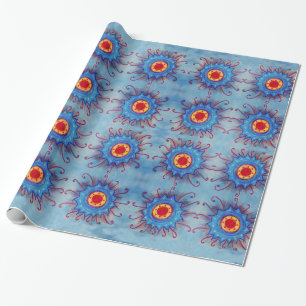 Blauw Mandala patroon inpakpapier