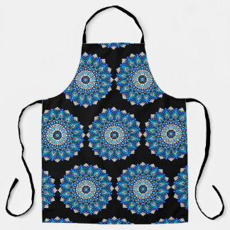 Blauw Mandala Patroon Schort Boho Bloemendecoratie