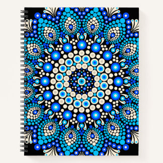 Blauw Mandala Patroon Schort Boho Bloemendecoratie Notitieboek