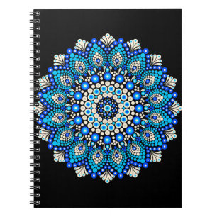 Blauw Mandala Patroon Schort Boho Bloemendecoratie Notitieboek
