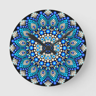Blauw Mandala Patroon Worp Kussen Boho Decoratie  Ronde Klok