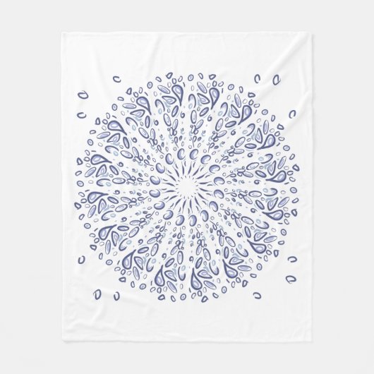 Blauw mandalpatroon fleece deken (Voorkant)