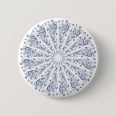 Blauw mandalpatroon ronde button 5,7 cm (Voorkant)