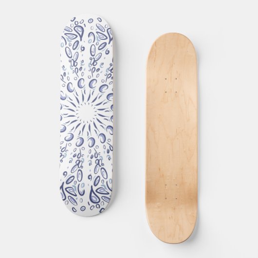Blauw mandalpatroon skateboard (Voorkant)