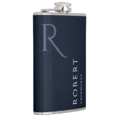 Blauw mannelijk Monogram Groomsmen Gift Heupfles (Rechts)