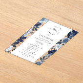 Blauw & Marine Bloemachtig Trouwprogramma van Acry Acryl Uitnodigingen (Laagn)