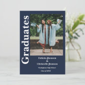 Blauw marine broers en zussen afstuderen Dubbel af Kaart (Staand voorkant)