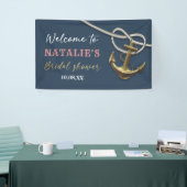 Blauw marine gouden anker touw bruidsdouche  spandoek (Beurs)