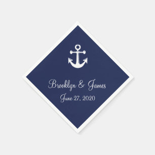 Blauw marine huwelijksservetten met anker servetten