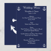 Blauw marine nautische trouwmenu aangepaste uitnod menu (Voorkant / Achterkant)