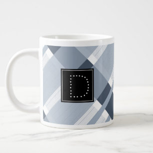 Blauw marinebroek plaid gestreepte patroon monogra extra grote beker