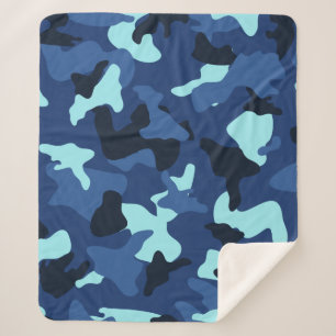 Blauw maritiem leger camouflagepatroon sherpa deken