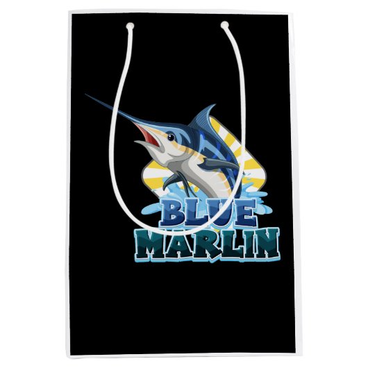 blauw-marlijn-vis-tshirt-met-karton-karakter medium cadeauzakje (Voorkant)