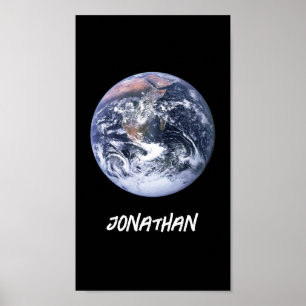 Blauw Marmer Aarde Telefoonachtergrond Poster