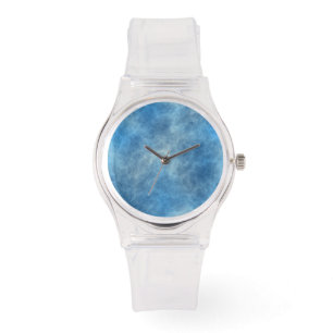 Blauw Marmer Abstract Horloge