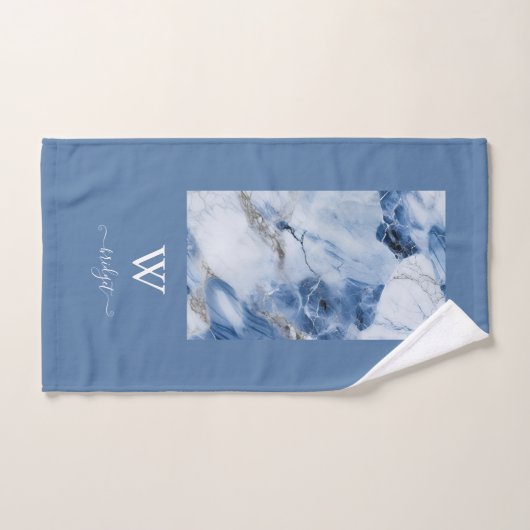 Blauw marmer abstract kustpatroon bad handdoek (Handdoek)