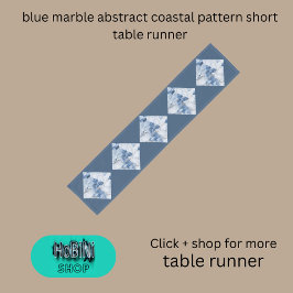 Blauw marmer abstract kustpatroon korte tafelloper