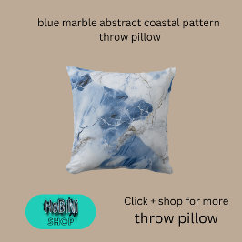 Blauw marmer abstract kustpatroon kussen