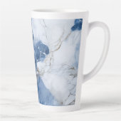 Blauw marmer abstract kustpatroon latte mok (Rechts)