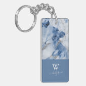Blauw marmer abstract kustpatroon sleutelhanger (Voorkant Links)
