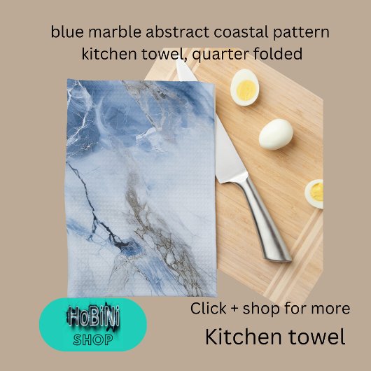 Blauw marmer abstract kustpatroon theedoek