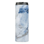 Blauw marmer abstract kustpatroon thermosbeker (Achterkant)