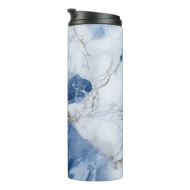 Blauw marmer abstract kustpatroon thermosbeker