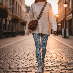 Blauw Marmer Abstract Leggings