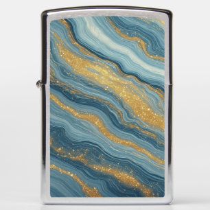 Blauw Marmer Abstract Met Gouden Aderen