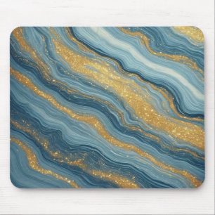 Blauw Marmer Abstract Met Gouden Aders Muismat