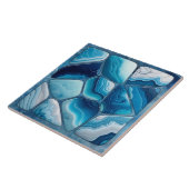 Blauw Marmer Abstracte Cellular Art Tegeltje (Zijkant)