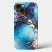 Blauw Marmer Boho Esthetisch Case-Mate iPhone Case (Achterkant)