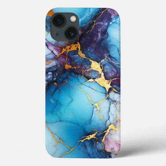 Blauw Marmer Boho Esthetisch Case-Mate iPhone Case (Achterkant)