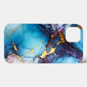 Blauw Marmer Boho Esthetisch Case-Mate iPhone Case (Achterkant (horizontaal))