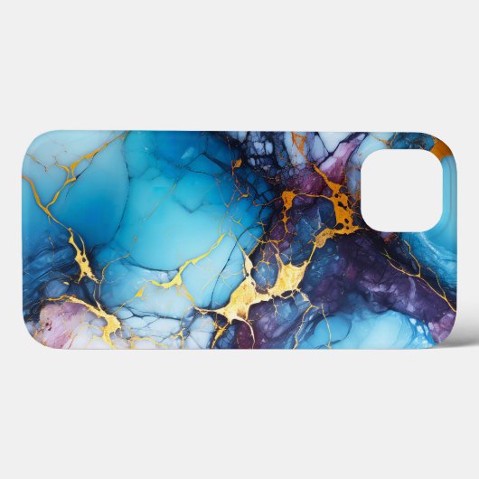Blauw Marmer Boho Esthetisch Case-Mate iPhone Case (Achterkant (horizontaal))