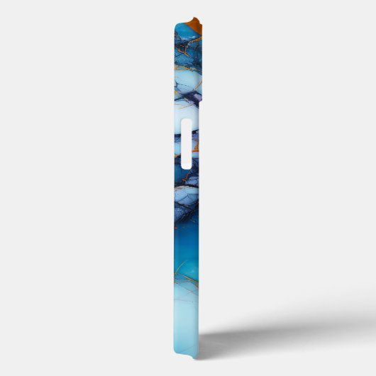 Blauw Marmer Boho Esthetisch Case-Mate iPhone Case (Achterkant / Rechts)