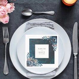 Blauw Marmer Elegant Huwelijk Servet