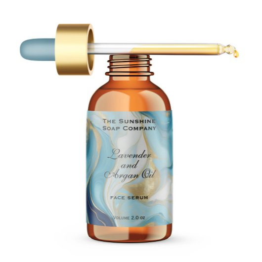 Blauw Marmer en Goud Cosmetica Dropper Fles Etiket