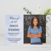 Blauw Marmer Foto Afstuderen Aankondiging (Staand voorkant)