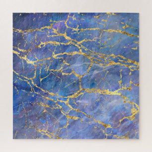 Blauw Marmer Goud Abstracte Textuur Legpuzzel
