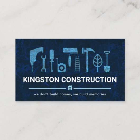 Blauw Marmer Handyman Tools Visitekaartje (Voorkant)