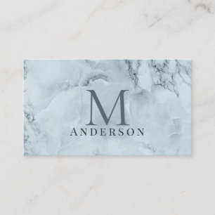 Blauw Marmer Mannelijk Dubbel Monogram Visitekaartje