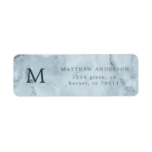 blauw marmer masculine return address etiket