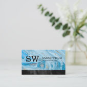 blauw marmer | Zwarte Afwerking Visitekaartje (Staand voorkant)