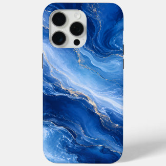 Blauw Marmeren Golven Luxe Abstract iPhone 15 Pro Max Hoesje