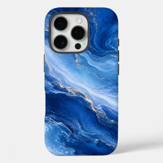 Blauw Marmeren Golven Luxe Abstract iPhone 16 Pro Hoesje