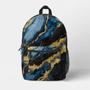 Blauw marmeren patroon met goud bedrukte rugzak
