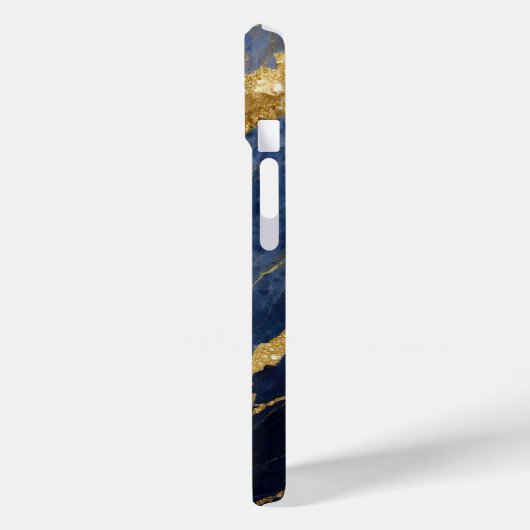 Blauw marmeren patroon met goud Case-Mate iPhone case (Achterkant / Links)